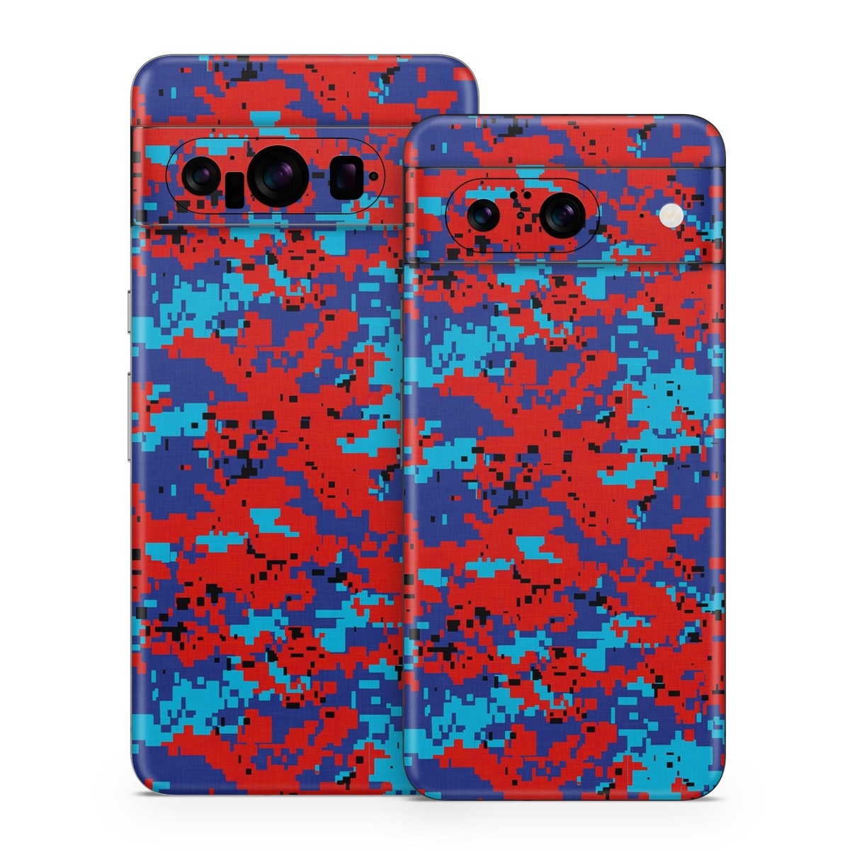 Google Pixel 8 Series Skin design of Blue, Red, Pattern, Textile, Electric blue, with blue, red colors