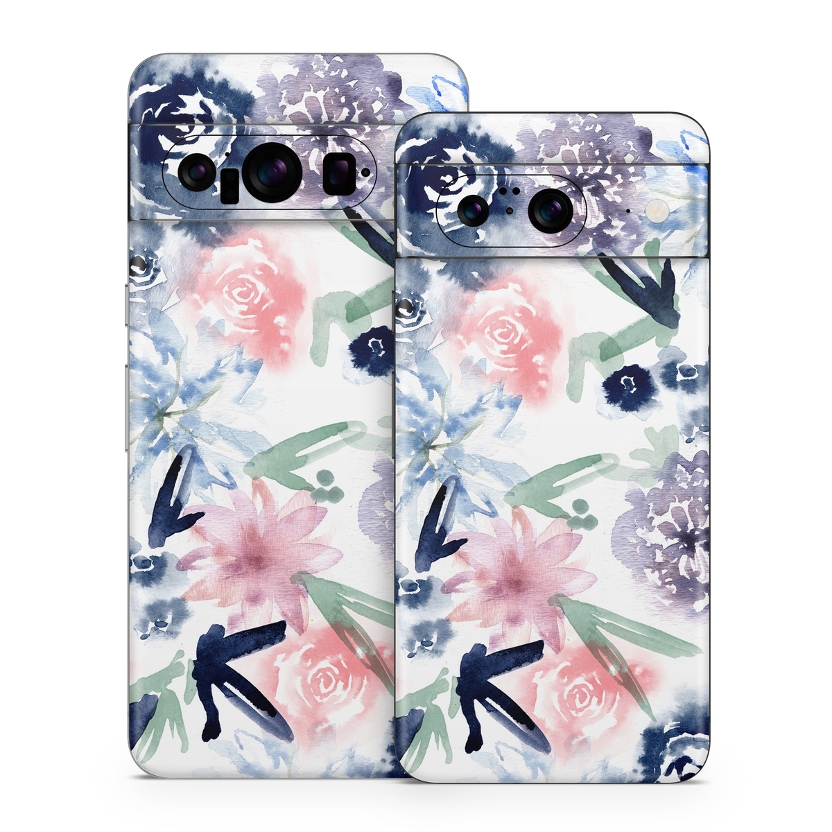 Google Pixel 8 Series Skin design of Pattern, Graphic design, Design, Floral design, Plant, Flower, Illustration, with white, blue, purple, green, pink colors
