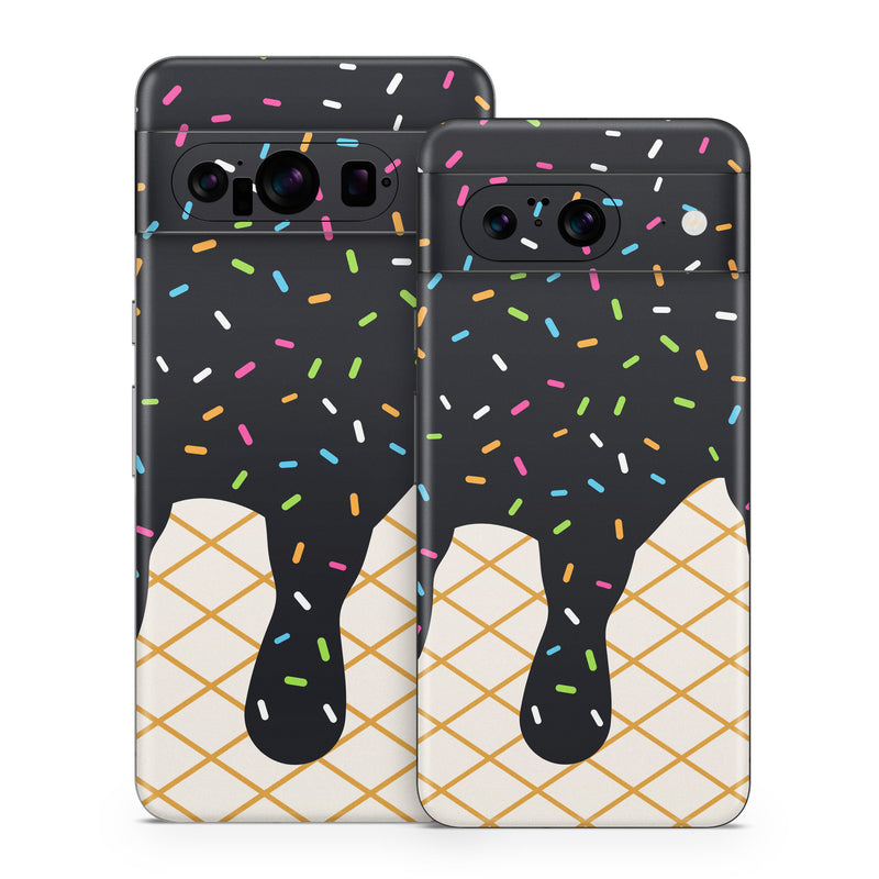 Google Pixel 8 Series Skin design of Orange, Graphics, Polka dot, with white, brown, yellow, black, green, pink, orange, blue colors
