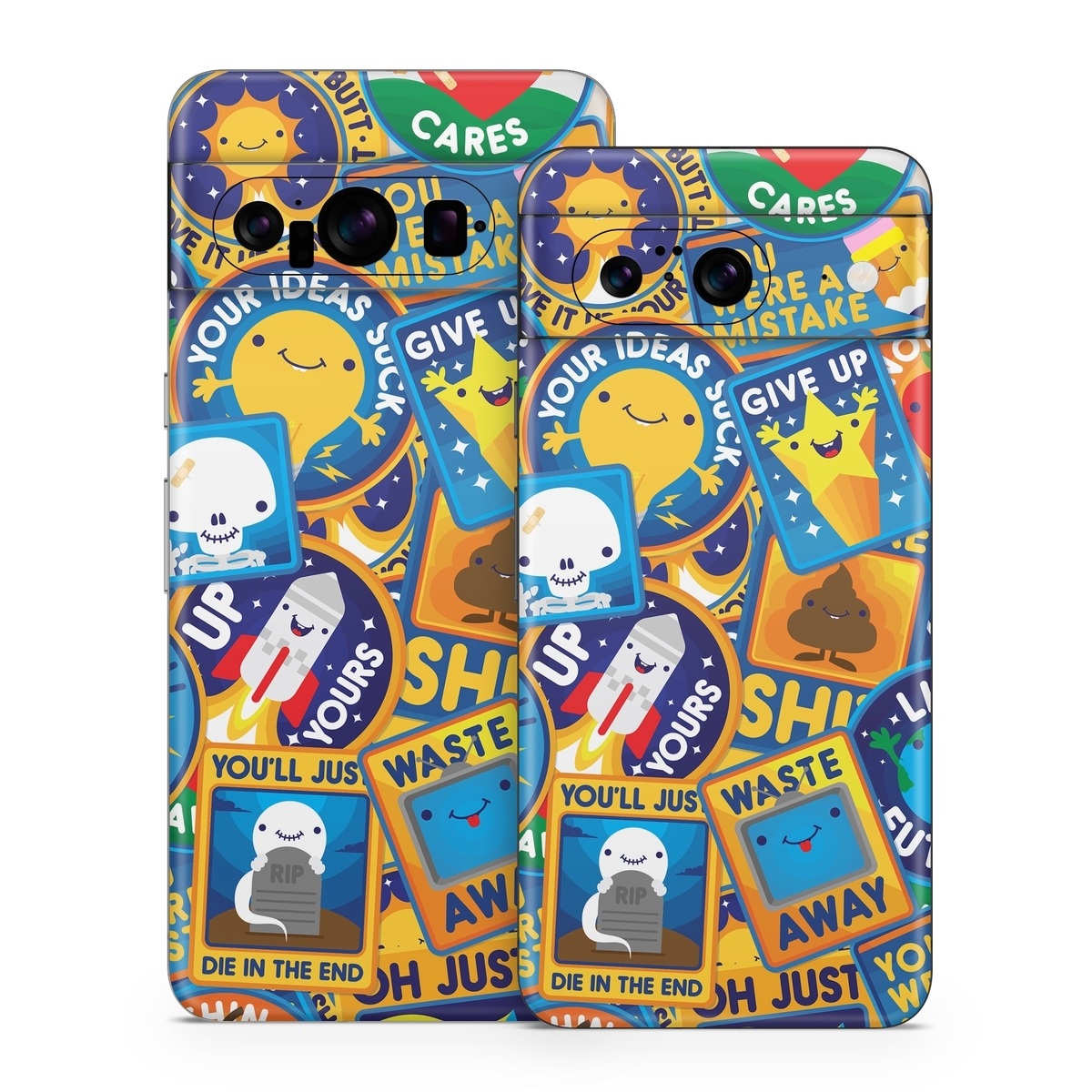 Google Pixel 8 Series Skin design of Pattern, Visual arts, Design, Art, Mosaic, Psychedelic art, with blue, yellow, orange, white, green, red, gray colors