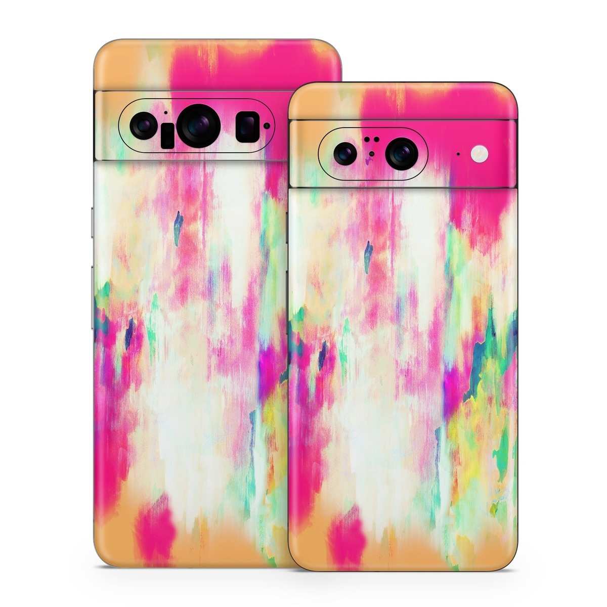 Google Pixel 8 Series Skin design of Pink, Magenta, Art, Watercolor paint, Dye, Visual arts, Pattern, Modern art, Painting, Acrylic paint, with red, white, green colors