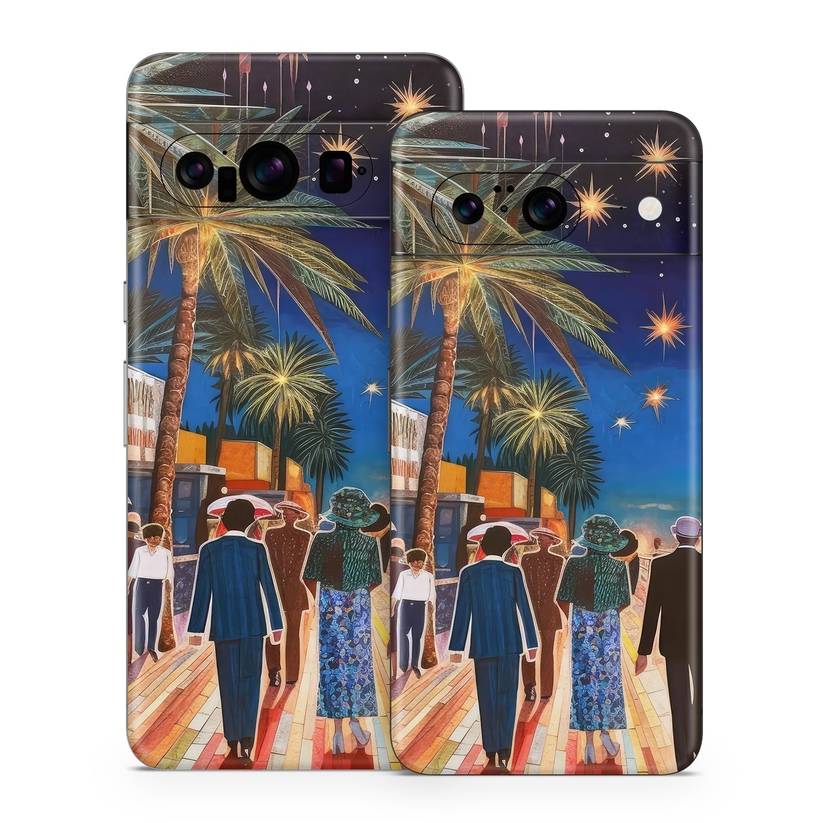 Google Pixel 8 Series Skin design of Photograph, Sky, World, Light, Tree, Leisure, Line, Fun, Travel, People, with blue, black, yellow, orange, red, green, brown, black colors