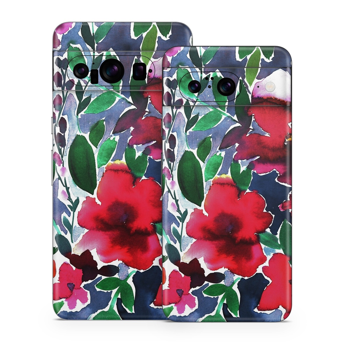 Google Pixel 8 Series Skin design of Flower, Petal, Red, Plant, Pattern, Pink, Purple, Flowering plant, Botany, Design, with red, green, pink, blue colors