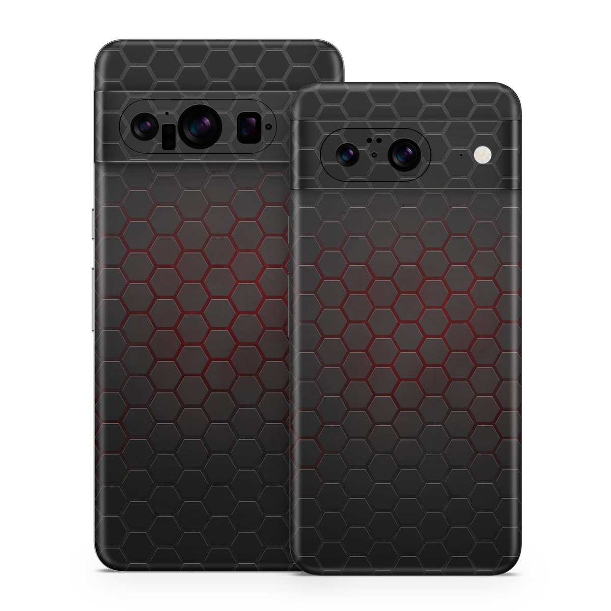 Google Pixel 8 Series Skin design of Black, Pattern, Metal, Design, Mesh, Carbon, Space, Wallpaper, with black, red colors
