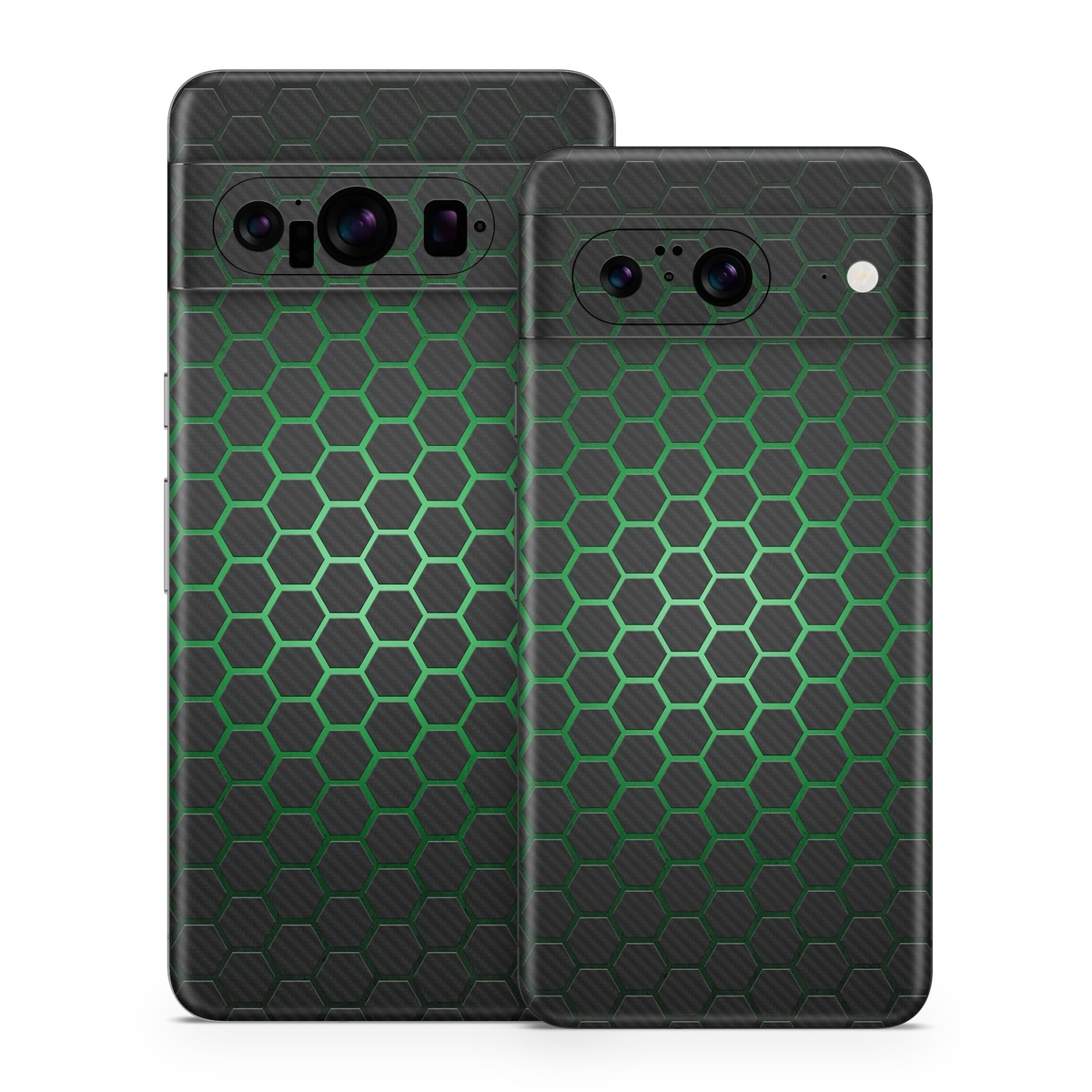 Google Pixel 8 Series Skin design of Pattern, Metal, Design, Carbon, Space, Circle, with black, gray, green colors