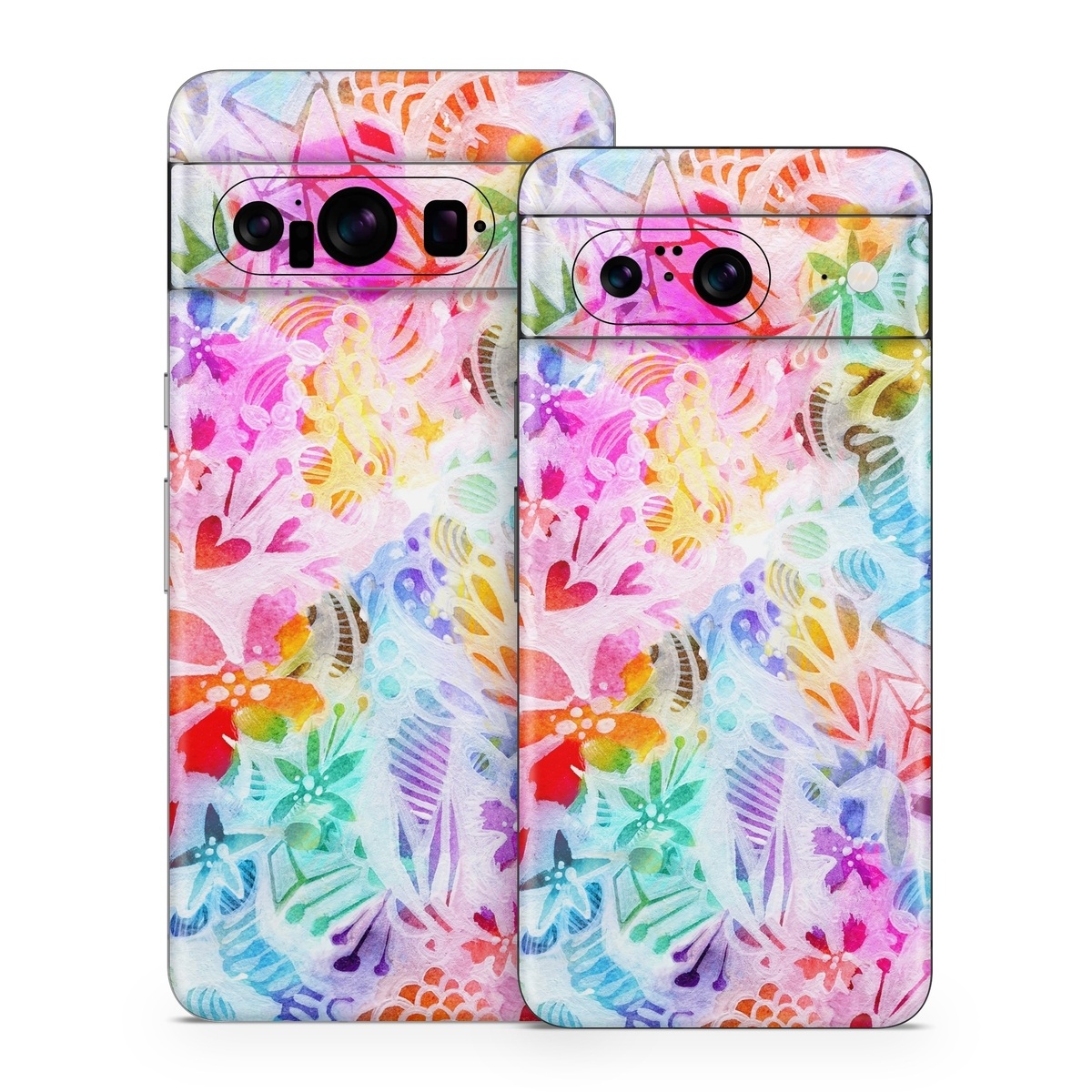 Google Pixel 8 Series Skin design of Pattern, Design, Textile, Art, with gray, pink, purple, blue colors