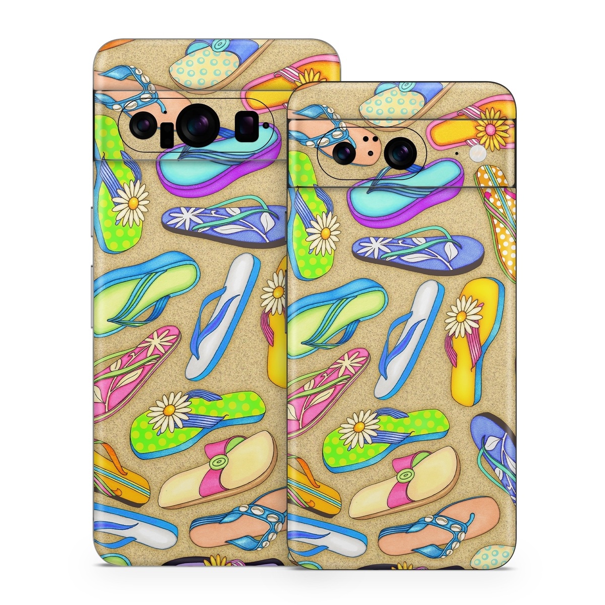 Google Pixel 8 Series Skin design of Pattern, Design, Visual arts, Footwear, Art, with gray, green, blue, pink, purple, orange colors