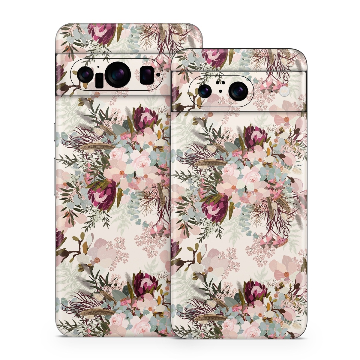 Google Pixel 8 Series Skin design of Pink, Pattern, Lilac, Flower, Plant, Petal, Floral design, Textile, Design, Blossom, with white, red, pink, blue, brown colors