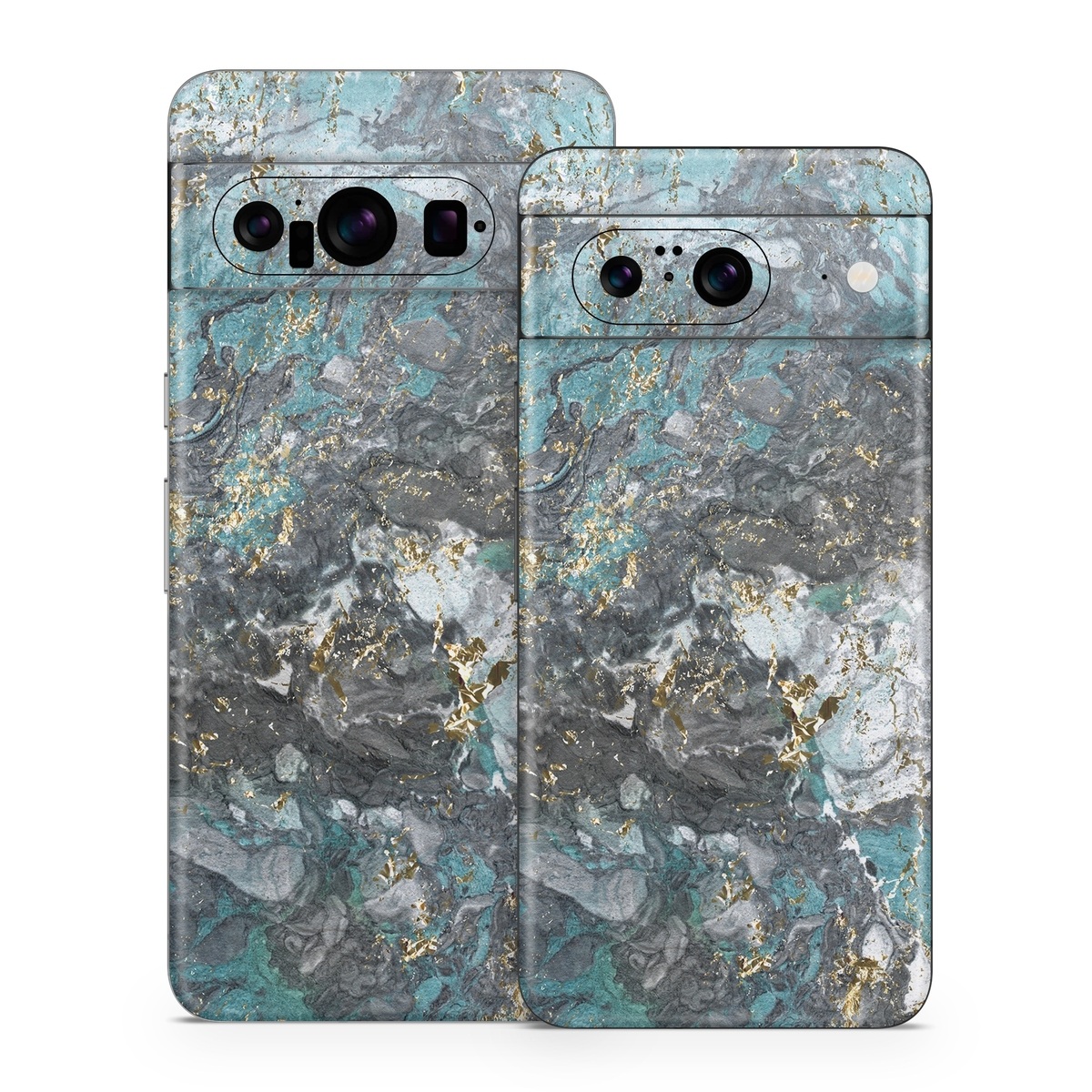 Google Pixel 8 Series Skin design of Blue, Turquoise, Green, Aqua, Teal, Geology, Rock, Painting, Pattern, with black, white, gray, green, blue colors