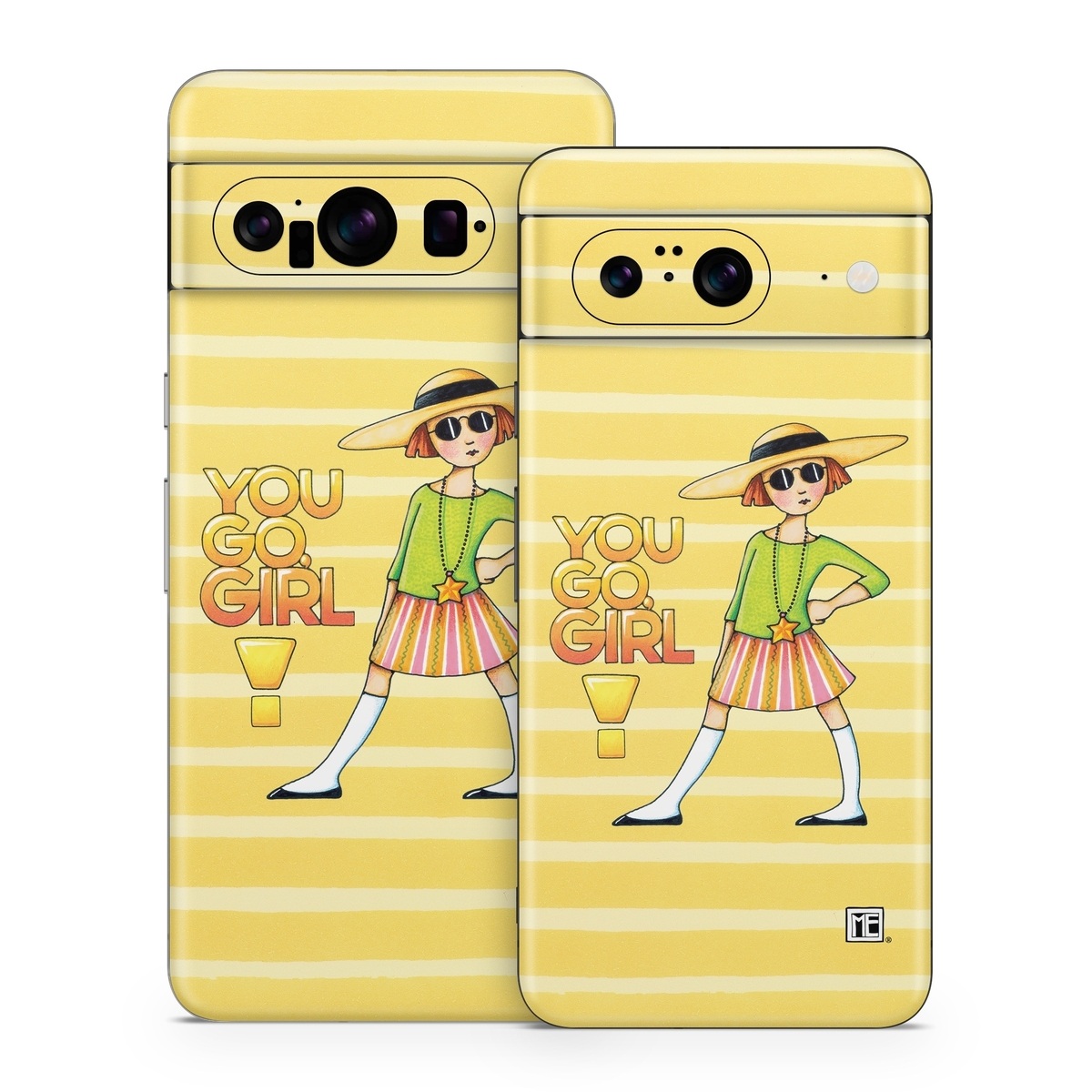 Google Pixel 8 Series Skin design of Cartoon, Illustration, Clip art, Art, with orange, pink, yellow, green, gray, black colors