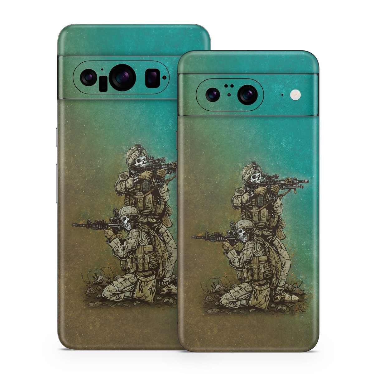 Google Pixel 8 Series Skin design of Art, Sculpture, Landscape, Illustration, Visual arts, Wood, Drawing, Fictional character, Soil, Circle, with blue, green, white, gray, brown colors