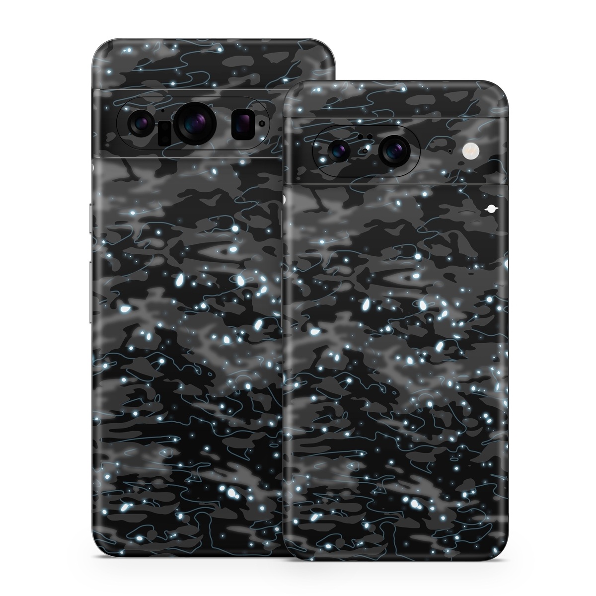 Google Pixel 8 Series Skin design of Black, Water, Space, Black-and-white, Granite, with blue, white, gray, blue colors