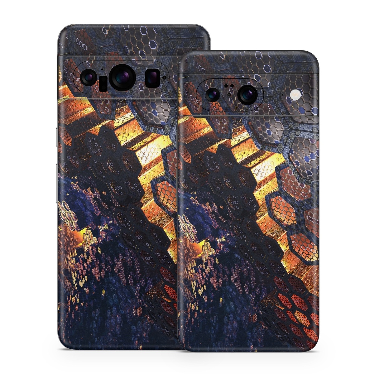 Google Pixel 8 Series Skin design of Geological phenomenon, Sky, Water, Cobblestone, Rock, Reflection, Colorfulness, World, Art, with black, red, green colors