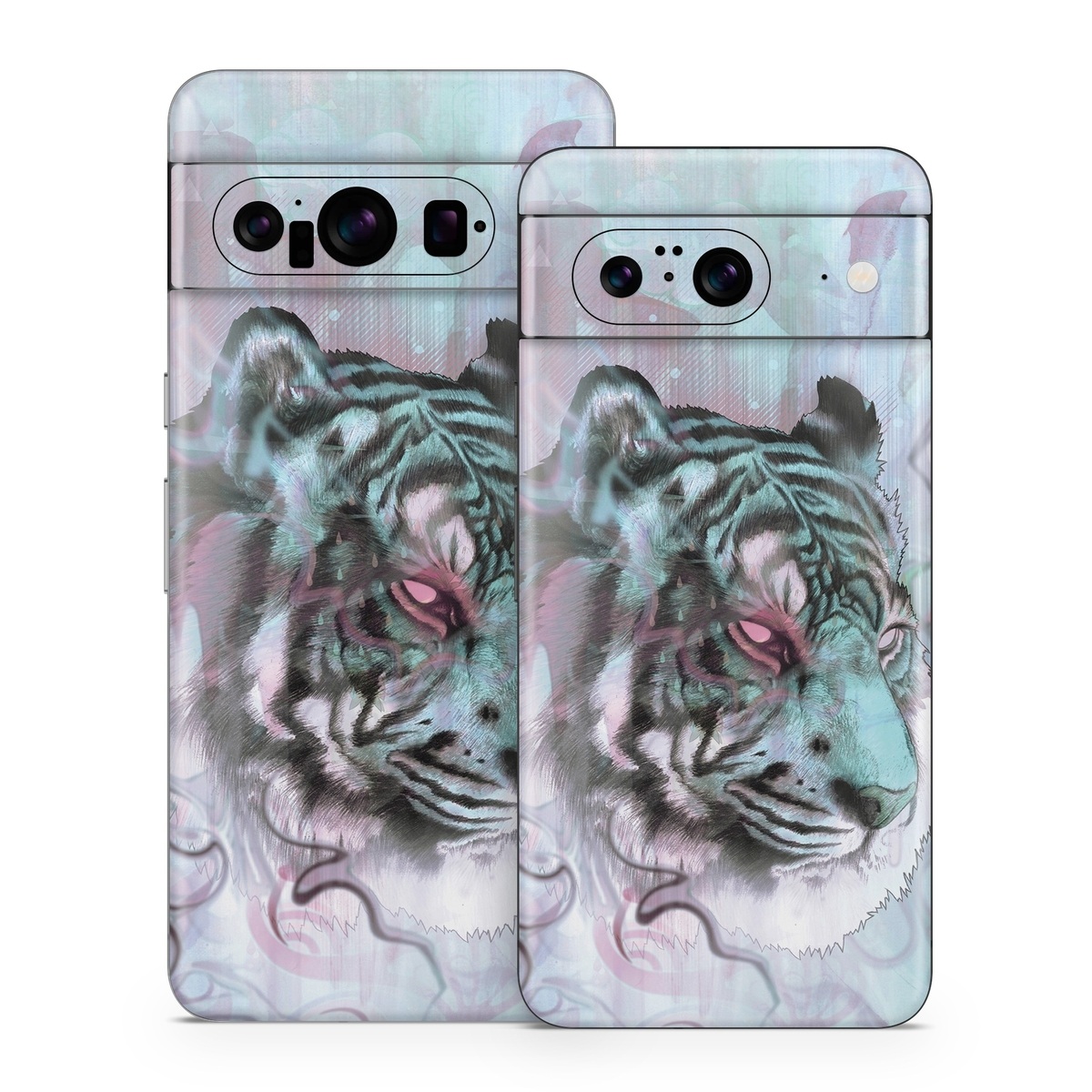 Google Pixel 8 Series Skin design of Watercolor paint, Illustration, Art, Visual arts, Drawing, Graphic design, Pattern, Painting, Acrylic paint, Fictional character, with gray, purple, black colors