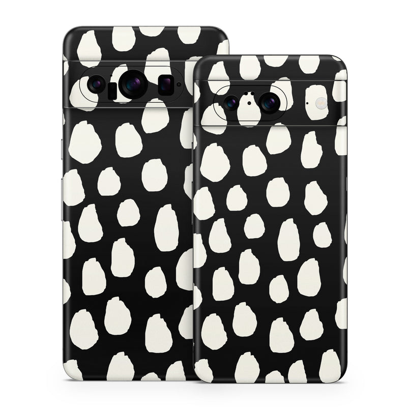 Google Pixel 8 Series Skin design of White, Black and white, Monochrome, Pattern, Polka dot, with black, white colors