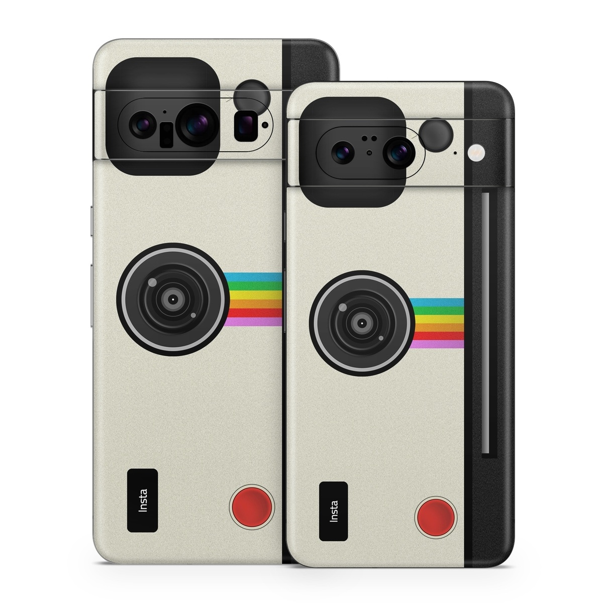 Google Pixel 8 Series Skin design of Cameras & optics, Camera, Technology, Circle, Electronic device, Electronics, Colorfulness, with gray, black, red colors