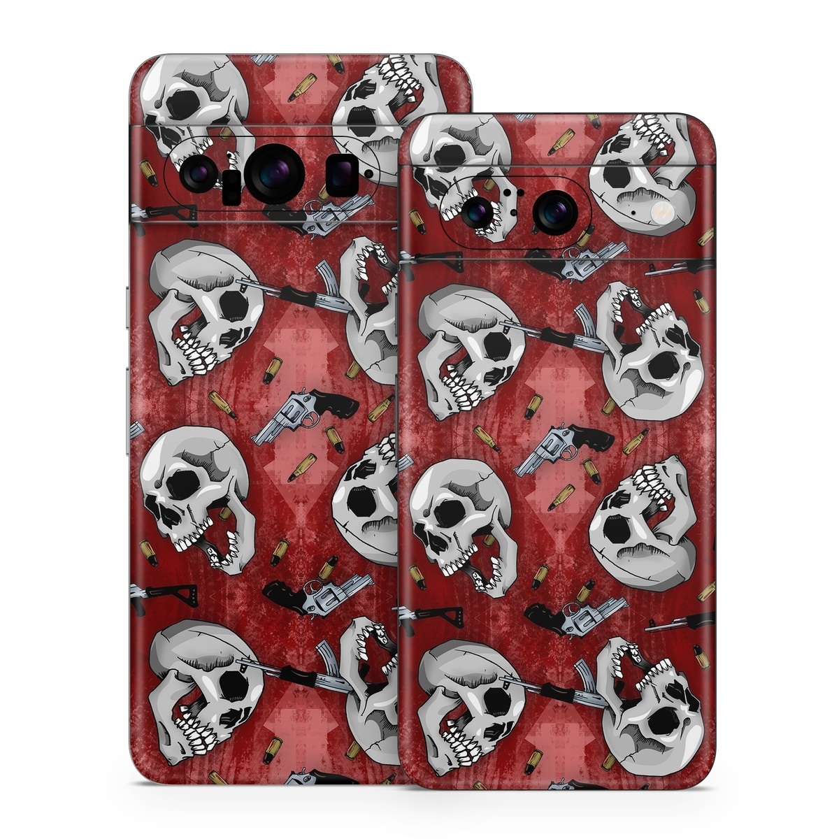 Google Pixel 8 Series Skin design of Skull, Red, Bone, Personal protective equipment, Skeleton, Mask, Font, Sports gear, Headgear, Pattern, with black, red, gray colors