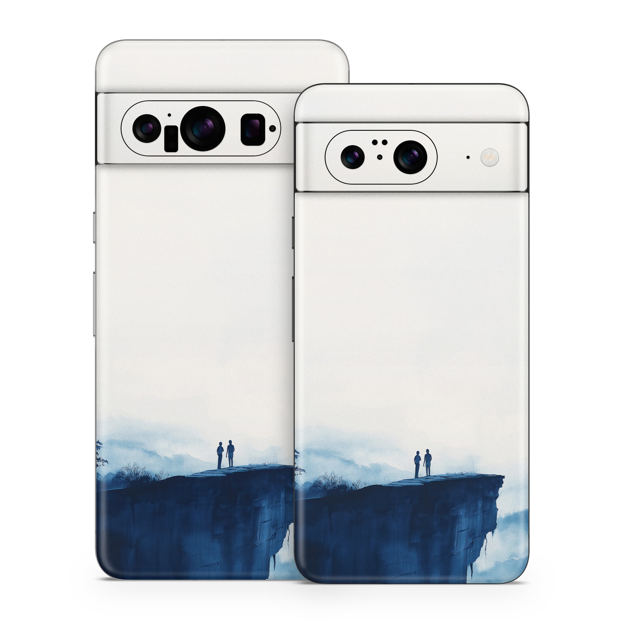 Google Pixel 8 Series Skin design of Cloud, Water, Sky, Slope, Mountain, Terrain, People in nature, Horizon, Landscape, Calm, with black, blue, white, gray colors