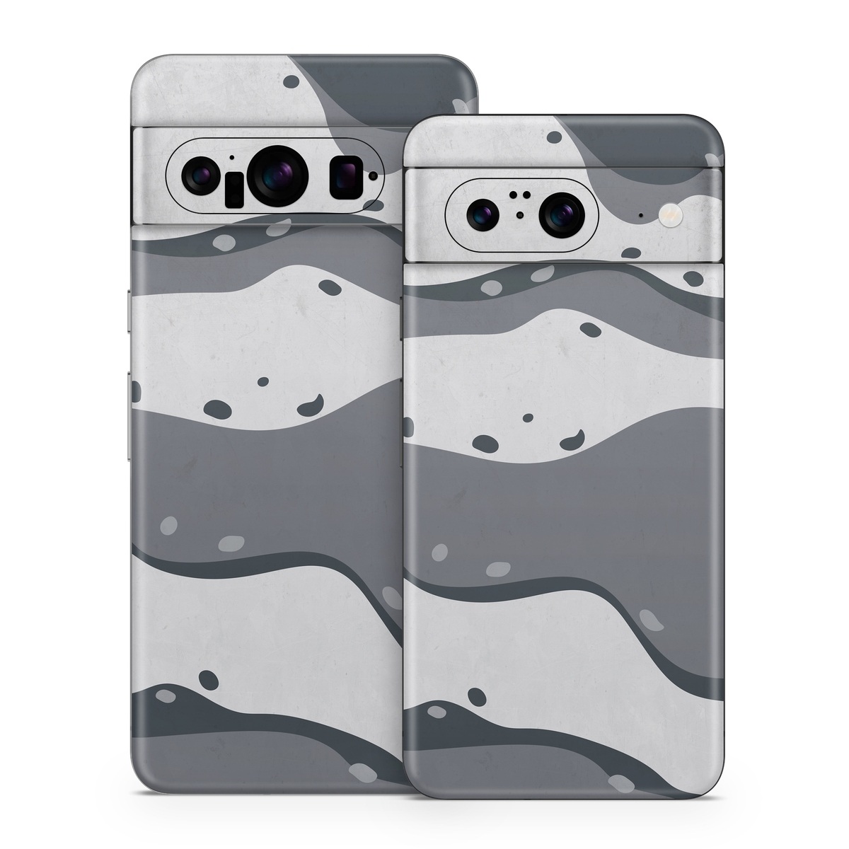 Google Pixel 8 Series Skin design of White, Pattern, Water, Design, Illustration, Black-and-white, Metal, Drawing, Style, with black, white, gray colors