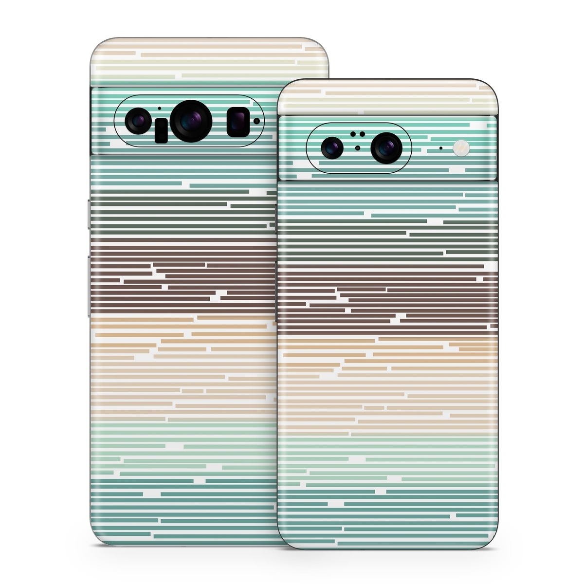 Google Pixel 8 Series Skin design of Line, Parallel, Pattern, with blue, brown, yellow, orange colors