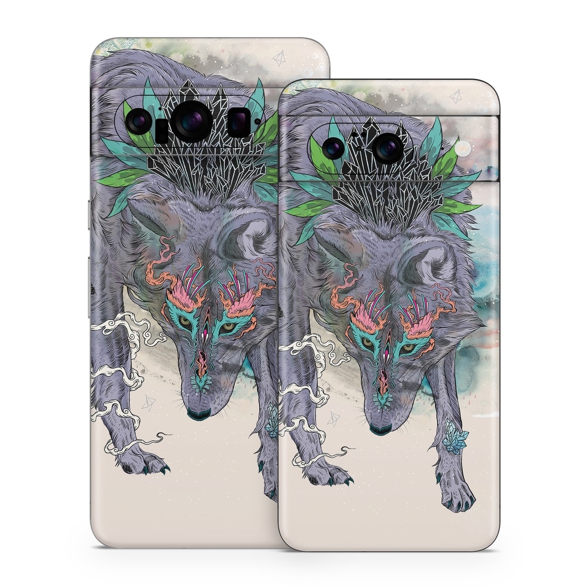 Google Pixel 8 Series Skin design of Illustration, Boar, Art, Drawing, Fictional character, Sketch, Suidae, with gray, pink, black, blue, yellow colors