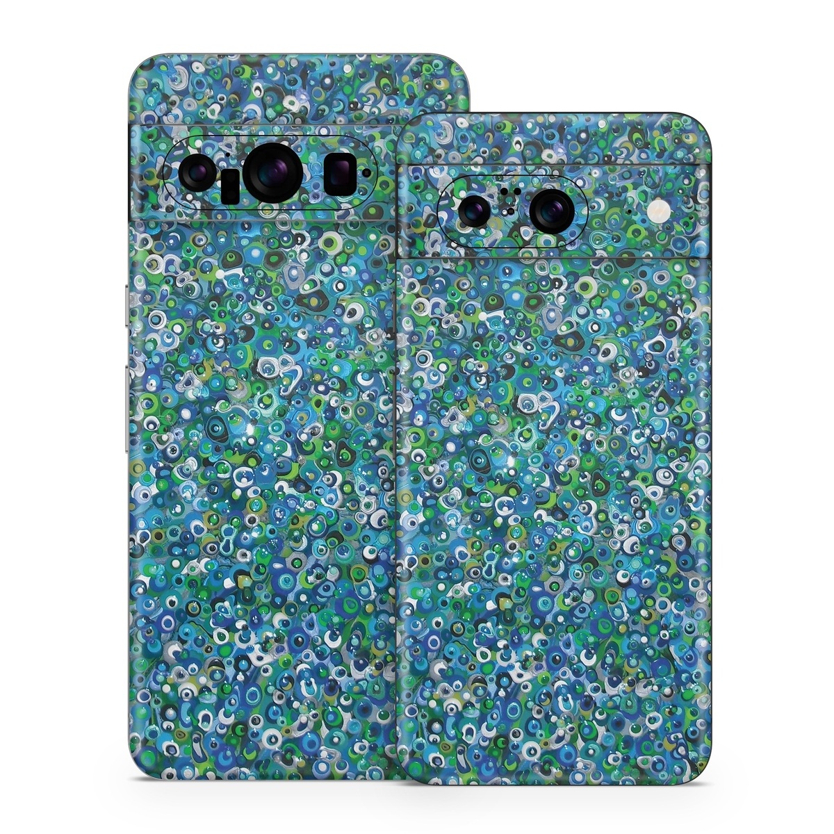 Google Pixel 8 Series Skin design of Blue, Plant, Glitter, with blue, green, white colors