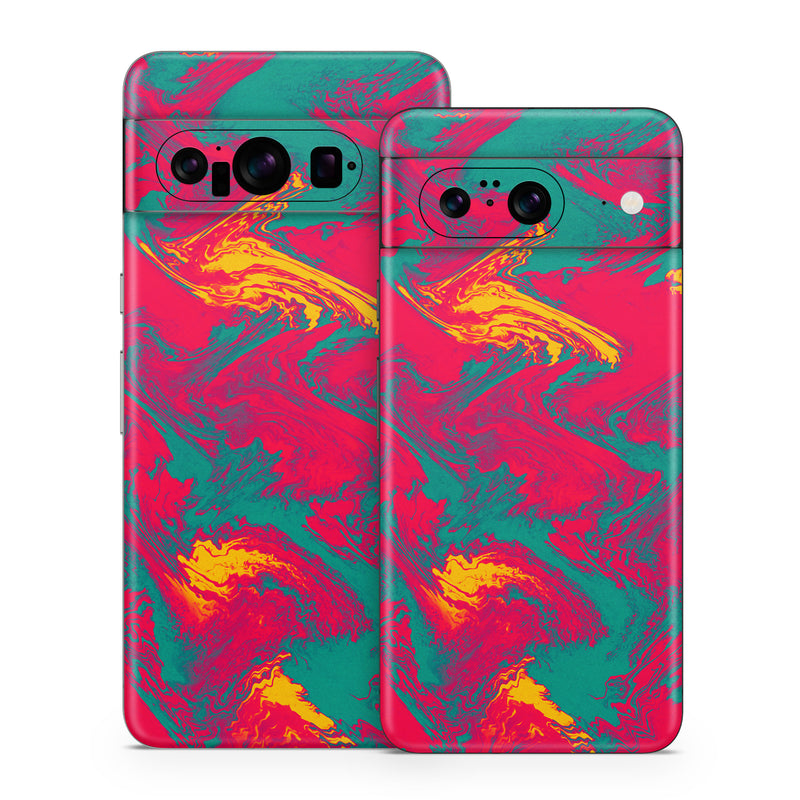 Google Pixel 8 Series Skin design of Red, Orange, Visual arts, Paint, Modern art, Graphics, Art Paint