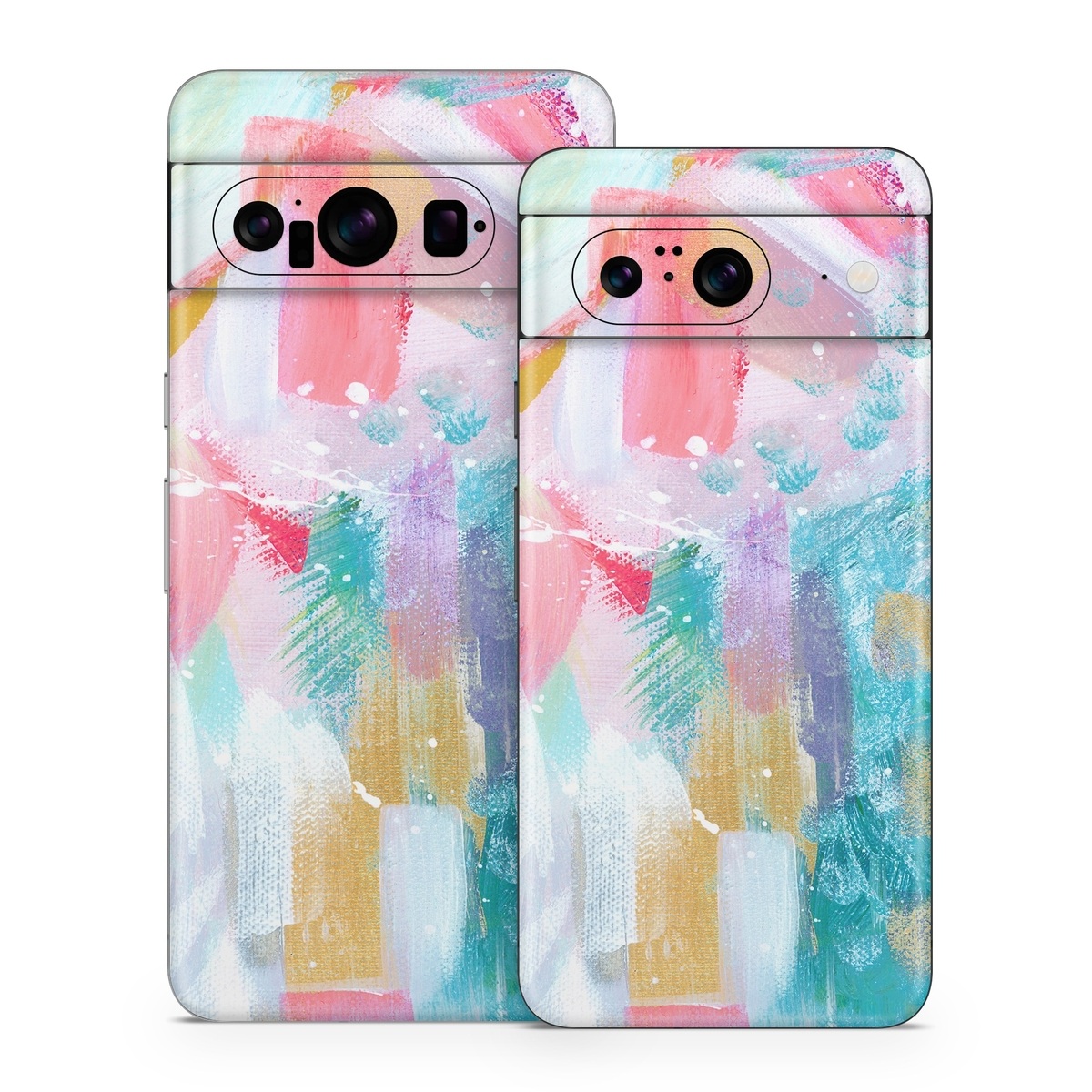 Google Pixel 8 Series Skin design of Colorfulness, Art paint, Paint, Pink, Creative arts, Art, Aqua, Magenta, Tints and shades, Font, with white, blue, pink, purple, green, yellow colors