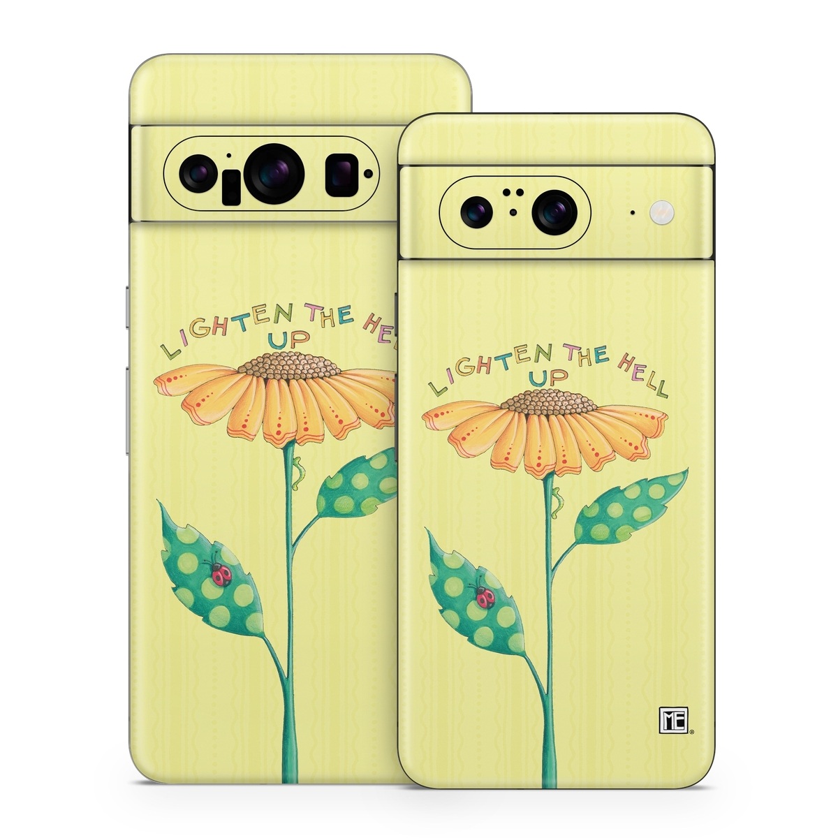 Google Pixel 8 Series Skin design of Flower, Plant, Botany, Flowering plant, Illustration, Wildflower, Daisy family, Coneflower, Pedicel, with yellow, green, red, black, orange, blue colors