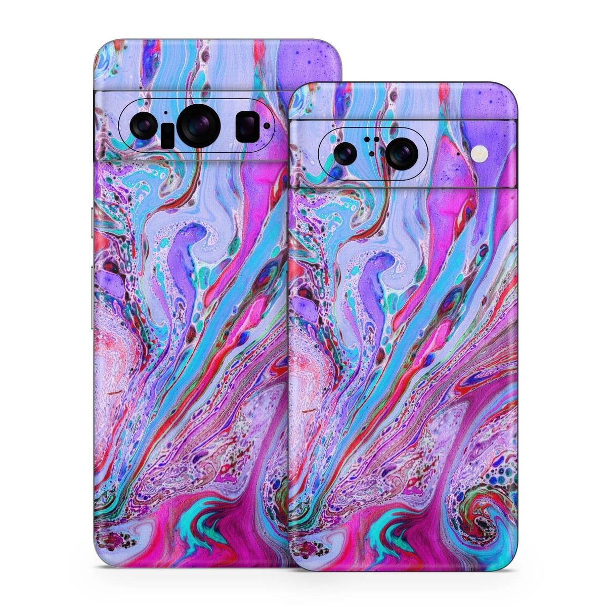 Google Pixel 8 Series Skin design of Pink, Purple, Pattern, Design, Visual arts, Art, Psychedelic art, Magenta, Acrylic paint, Colorfulness, with pink, purple, blue, green colors
