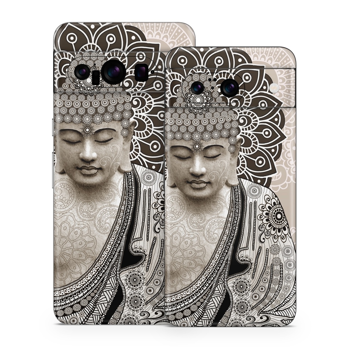 Google Pixel 8 Series Skin design of Head, Illustration, Art, Visual arts, Design, Pattern, Stock photography, Drawing, Black-and-white, Tradition, with gray, black, green, red colors