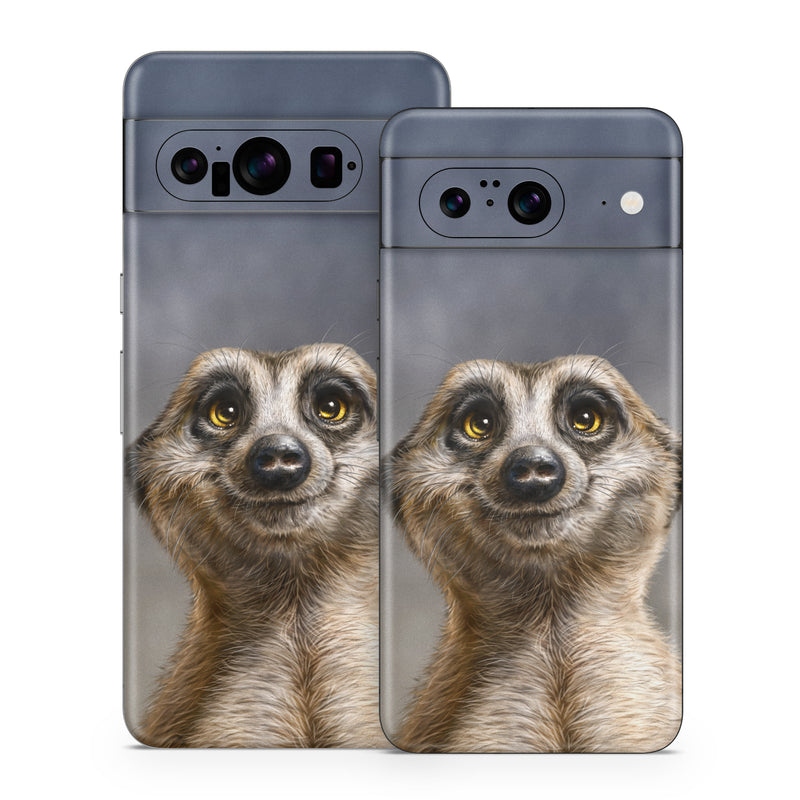 Google Pixel 8 Series Skin design of Face, Head, Eye, Eyelash, Human body, Carnivore, Iris, Terrestrial animal, Whiskers, Snout, with white, gray, brown, yellow, black, blue colors