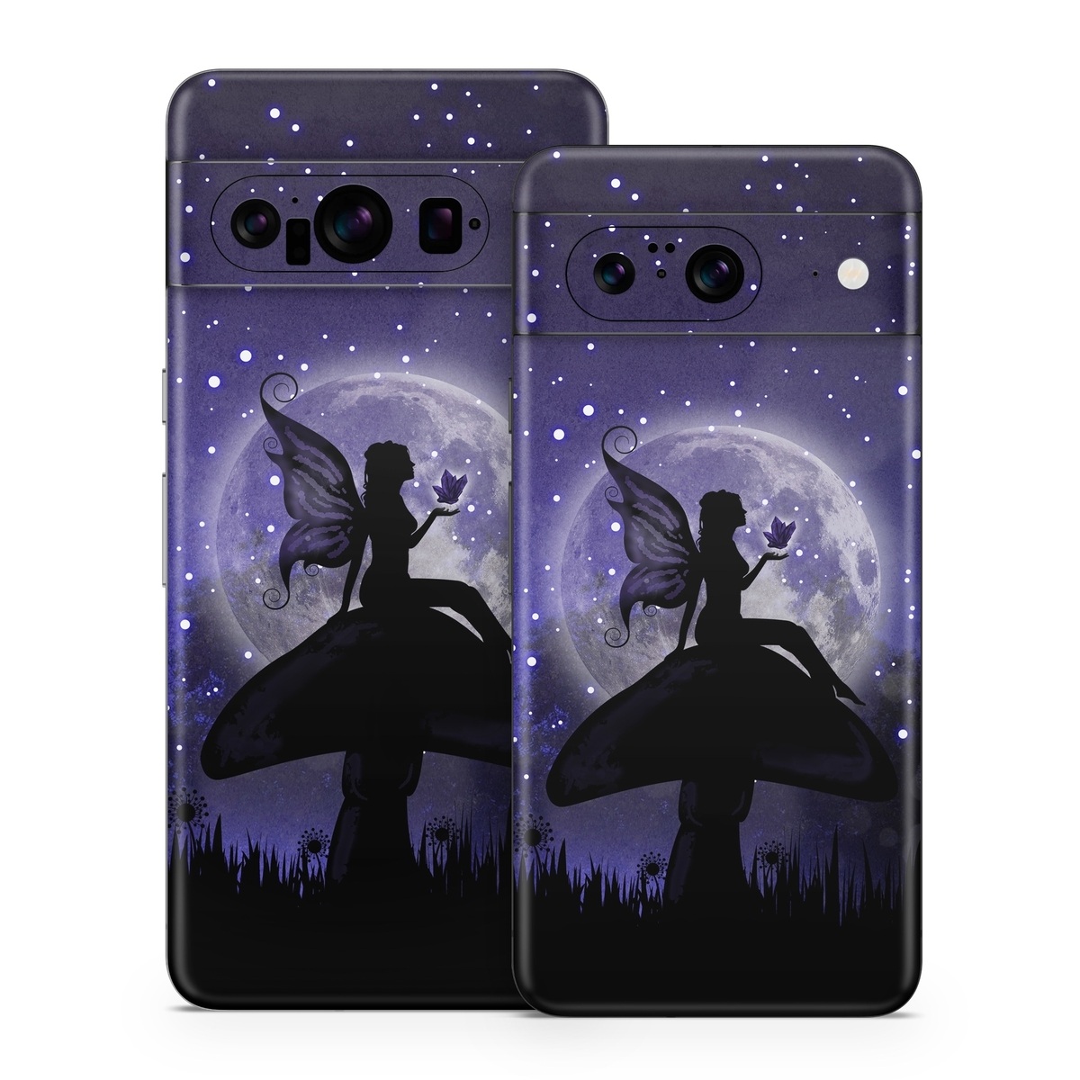 Google Pixel 8 Series Skin design of Purple, Sky, Moonlight, Cg artwork, Fictional character, Darkness, Night, Illustration, Space, Star, with black, blue, gray, purple colors