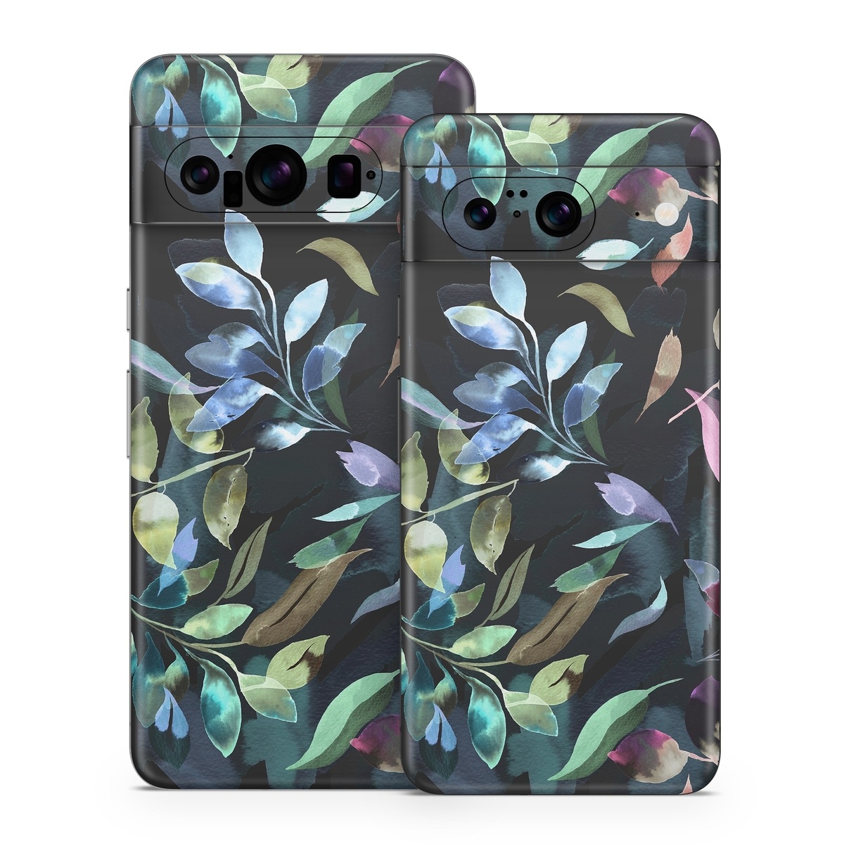Google Pixel 8 Series Skin design of Flower, Leaf, Plant, Botany, Organism, Line, Art, Petal, Groundcover, Terrestrial plant, with black, blue, green, purple, pink, red, white colors