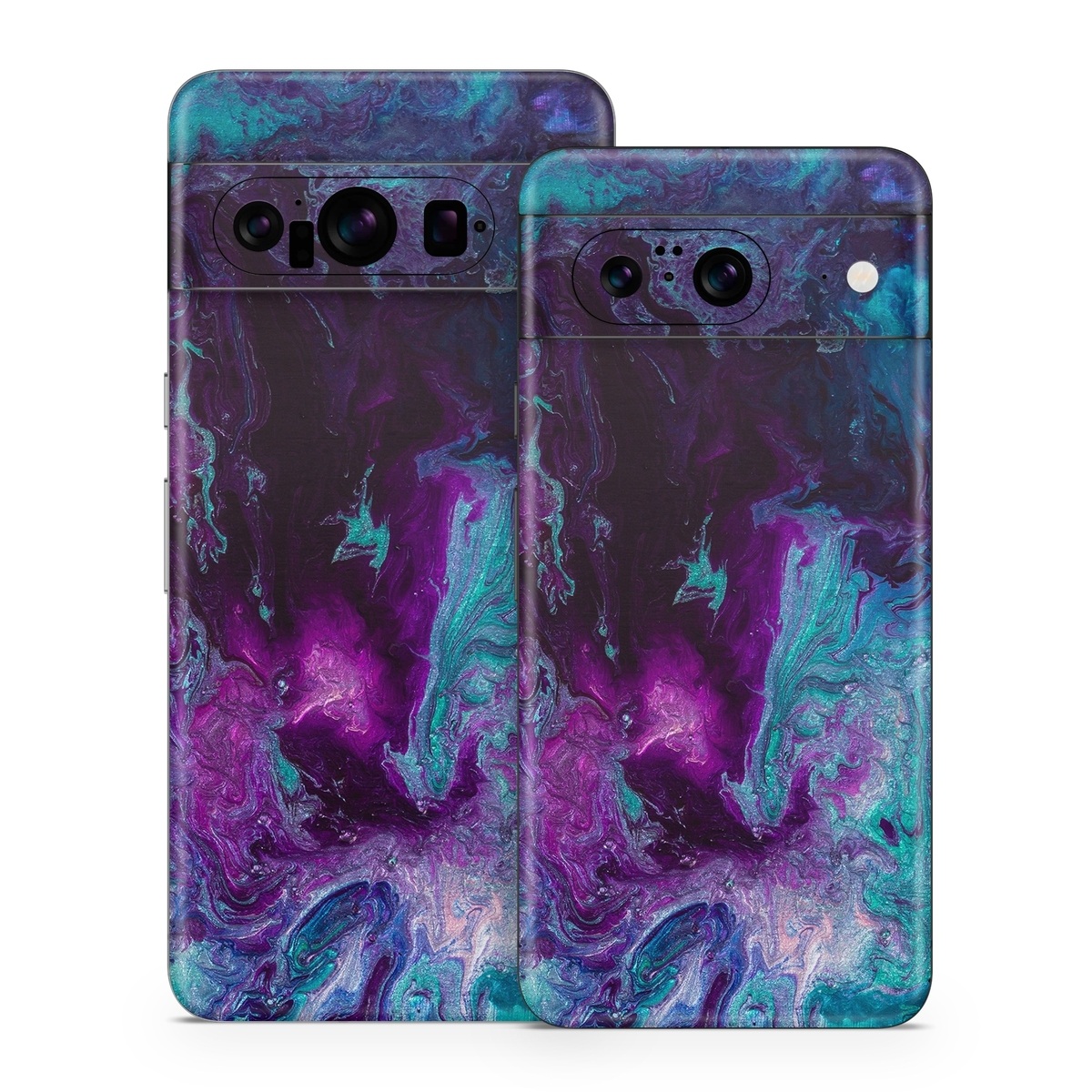 Google Pixel 8 Series Skin design of Blue, Purple, Violet, Water, Turquoise, Aqua, Pink, Magenta, Teal, Electric blue, with blue, purple, black colors