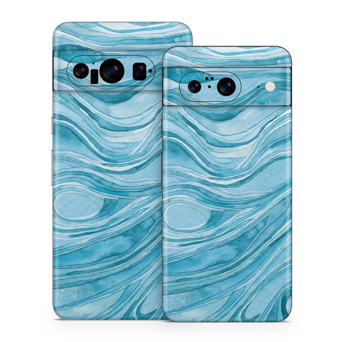 Google Pixel 8 Series Skin design of Water, Liquid, Azure, Fluid, Rectangle, Aqua, Painting, Pattern, Electric blue, Art, with blue, white colors