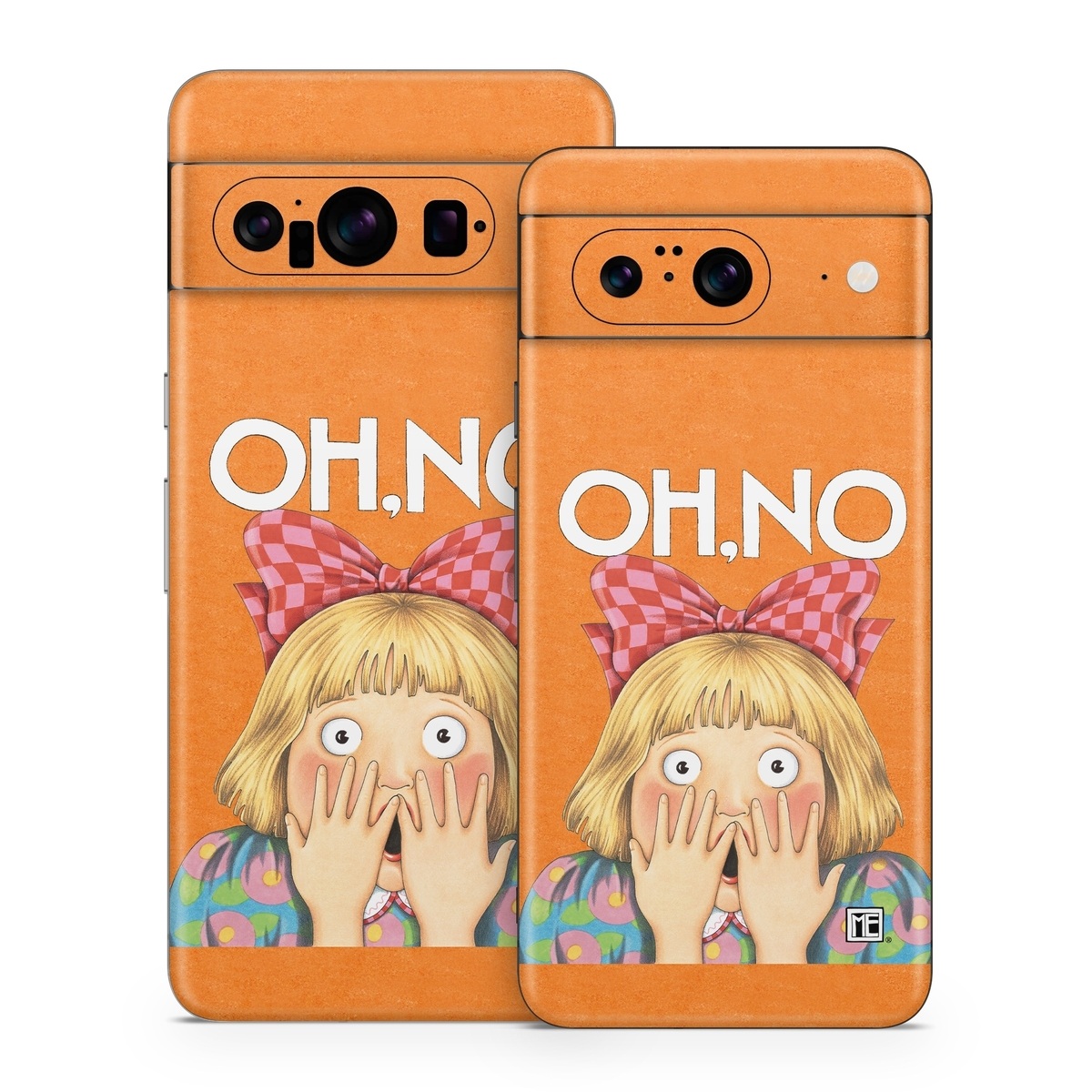 Google Pixel 8 Series Skin design of Cartoon, Nose, Illustration, Poster, Art, Fiction, Book cover, Happy, Gesture, with orange, pink, gray, green, red, white colors