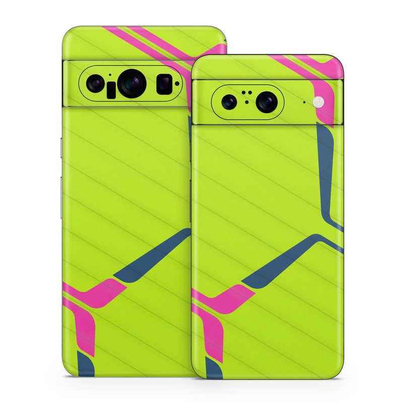 Google Pixel 8 Series Skin design of Colorfulness, Triangle, Font, Parallel, Symmetry, Tints and shades, Pattern, Electric blue, Slope, Magenta, with green, pink, blue colors