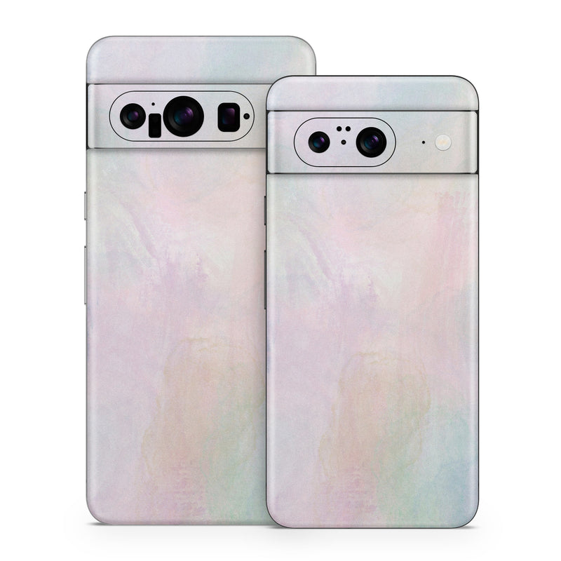 Google Pixel 8 Series Skin design of White, Pink, Brown, Visual arts, Art Paint, Purple, Painting, Paint, Watercolor painting, Acrylic paint, with blue, pink, white, yellow, orange, green colors