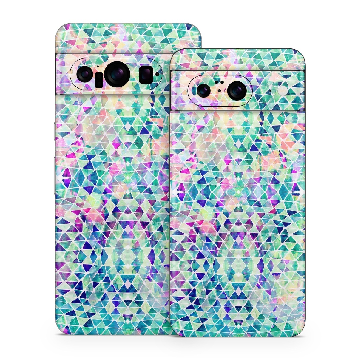 Google Pixel 8 Series Skin design of Pattern, Aqua, Line, Teal, Purple, Turquoise, Design, with white, blue, purple, orange, green colors
