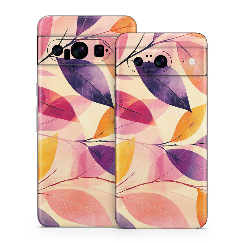 Google Pixel 8 Series Skin design of Pink, Orange, Brown, Purple, Creative arts, Paint, with yellow, orange, purple, pink colors