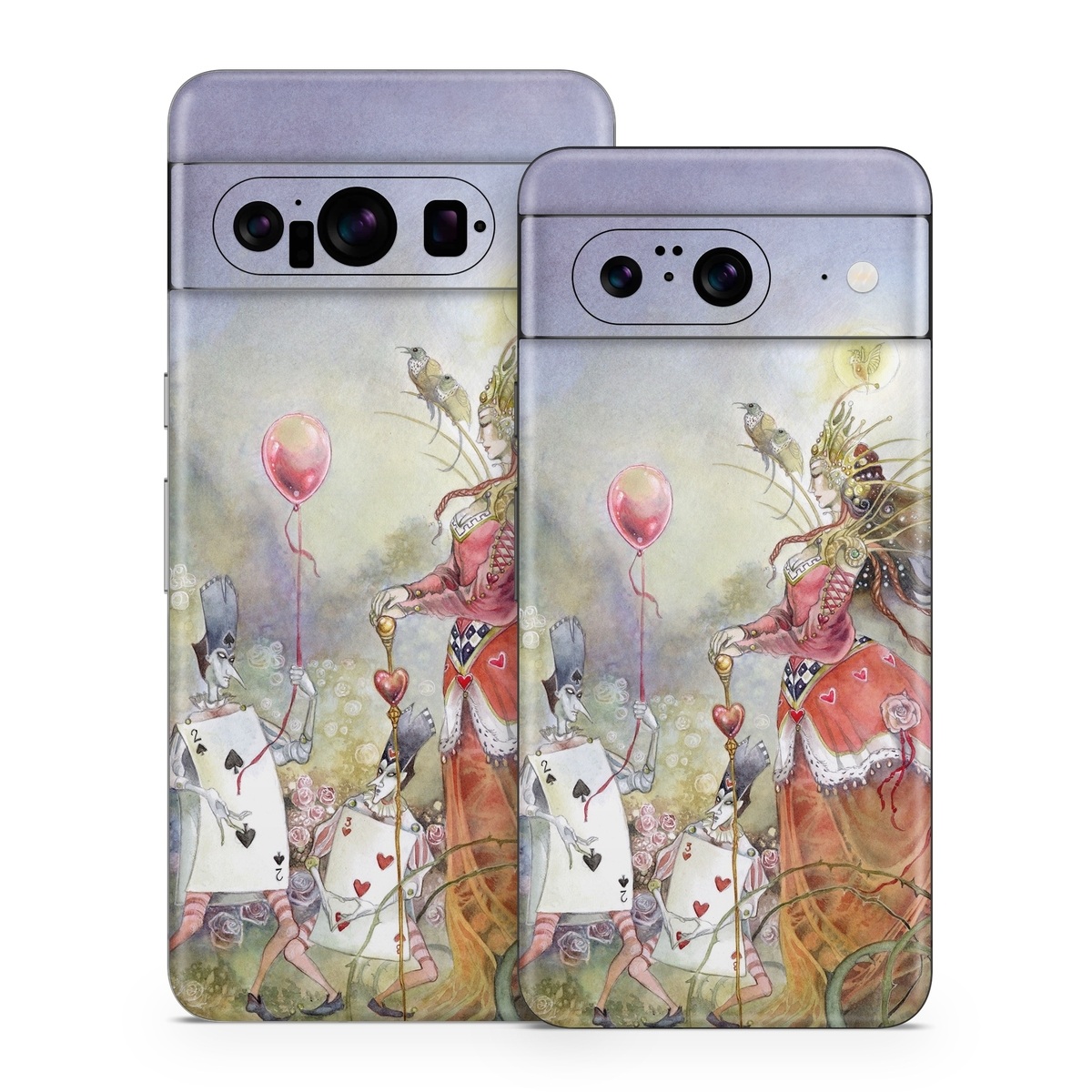 Google Pixel 8 Series Skin design of Watercolor paint, Painting, Art, Illustration, Spring, Flower, Fictional character, Blossom, Plant, Visual arts, with red, pink, white, black, blue, yellow, green colors