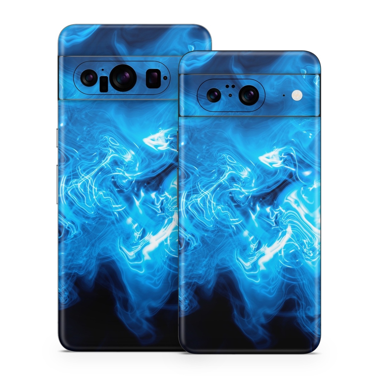 Google Pixel 8 Series Skin design of Blue, Water, Electric blue, Organism, Pattern, Smoke, Liquid, Art, with blue, black, purple colors