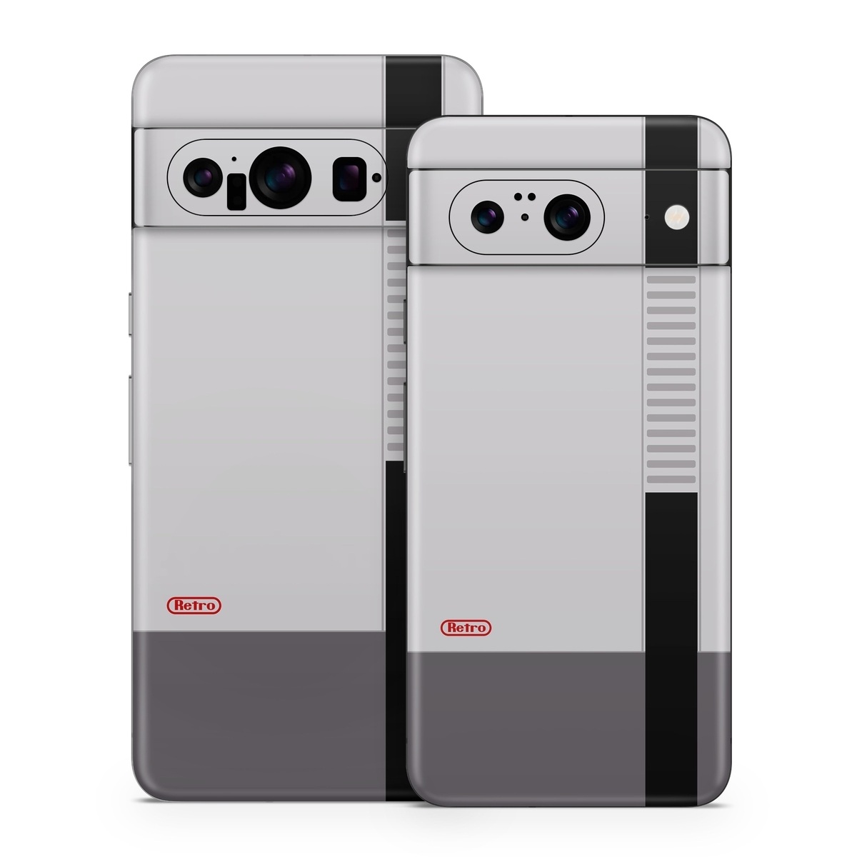 Google Pixel 8 Series Skin design of Text, Font, Red, Product, Logo, Brand, Material property, Graphics, Rectangle, with gray, black, red colors