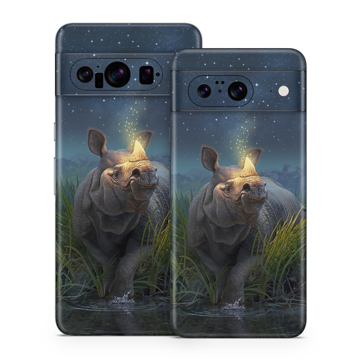 Google Pixel 8 Series Skin design of Wildlife, Sky, Photography, Grass, Fawn, with blue, green, gray, yellow, white colors