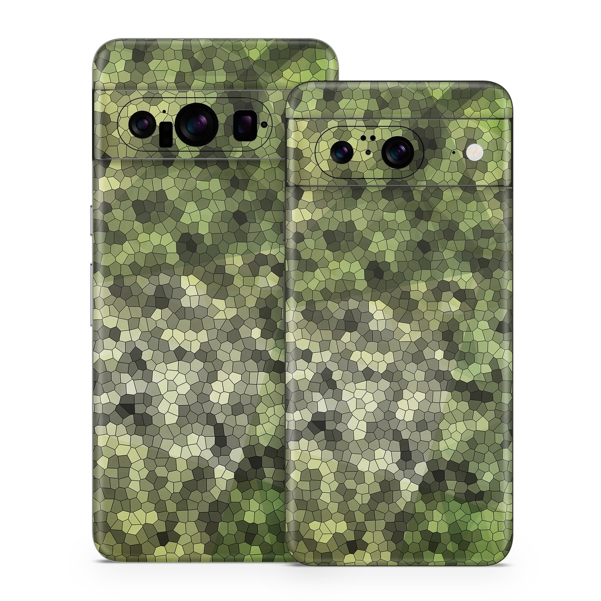 Google Pixel 8 Series Skin design of Green, Grass, Leaf, Plant, Pattern, Groundcover, with black, white, green, gray colors