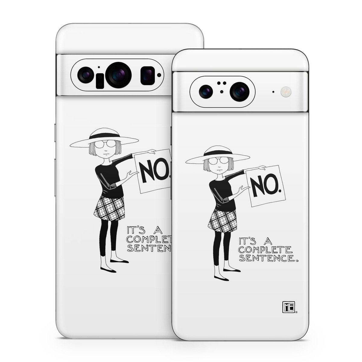 Google Pixel 8 Series Skin design of Cartoon, Illustration, Design, Font, Black-and-white, Pattern, Style, with white, black colors