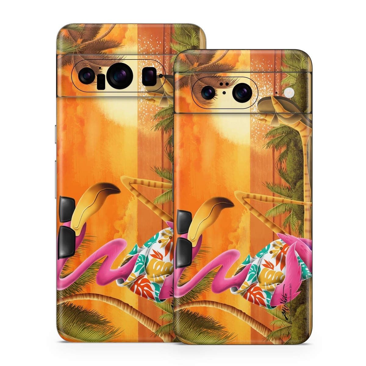 Google Pixel 8 Series Skin design of Cartoon, Art, Animation, Illustration, Plant, Cg artwork, Shoe, Fictional character, with red, orange, green, black, pink colors
