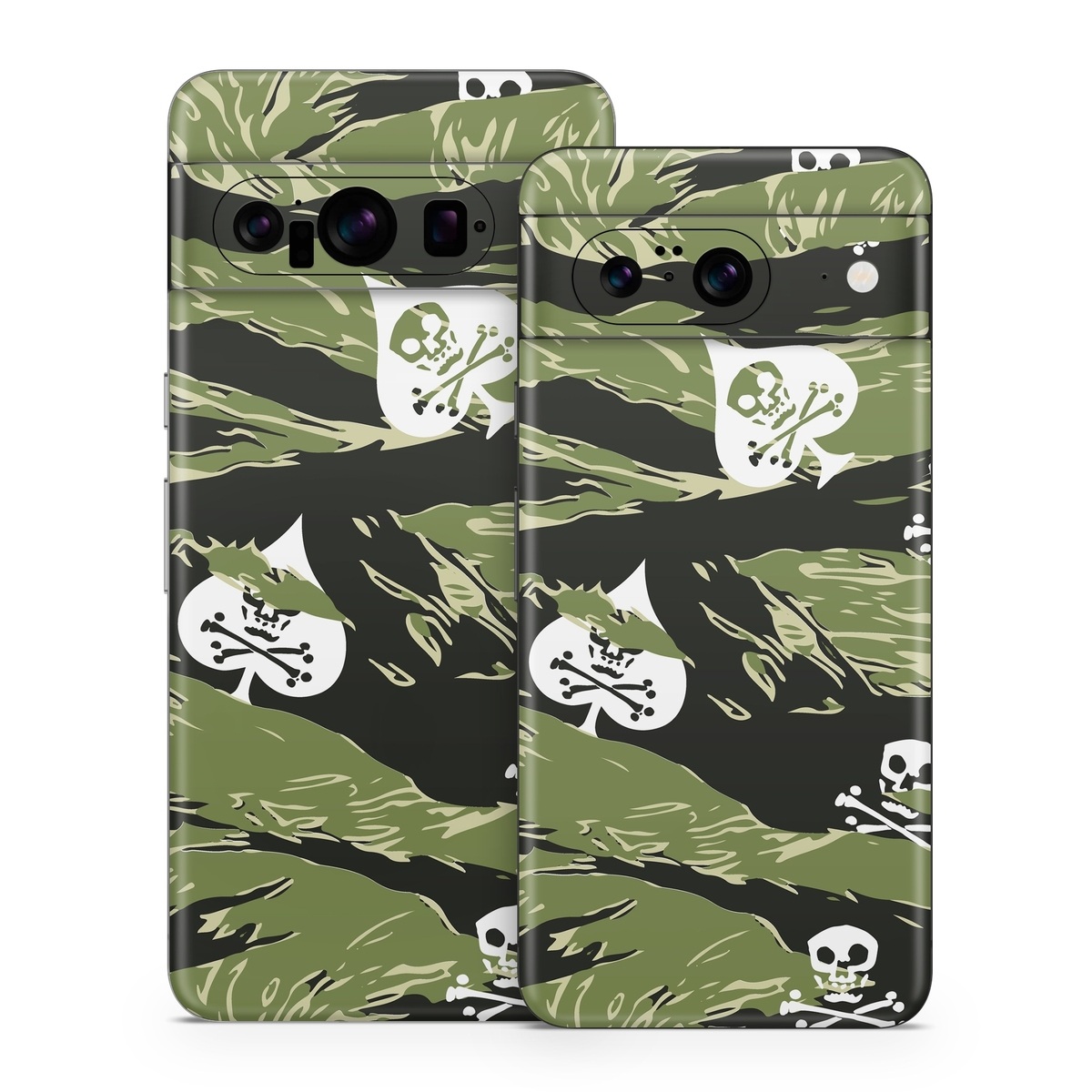 Google Pixel 8 Series Skin design of Military camouflage, Pattern, Leaf, Illustration, Design, Tree, Camouflage, Plant, Art, Branch, with black, white, green colors