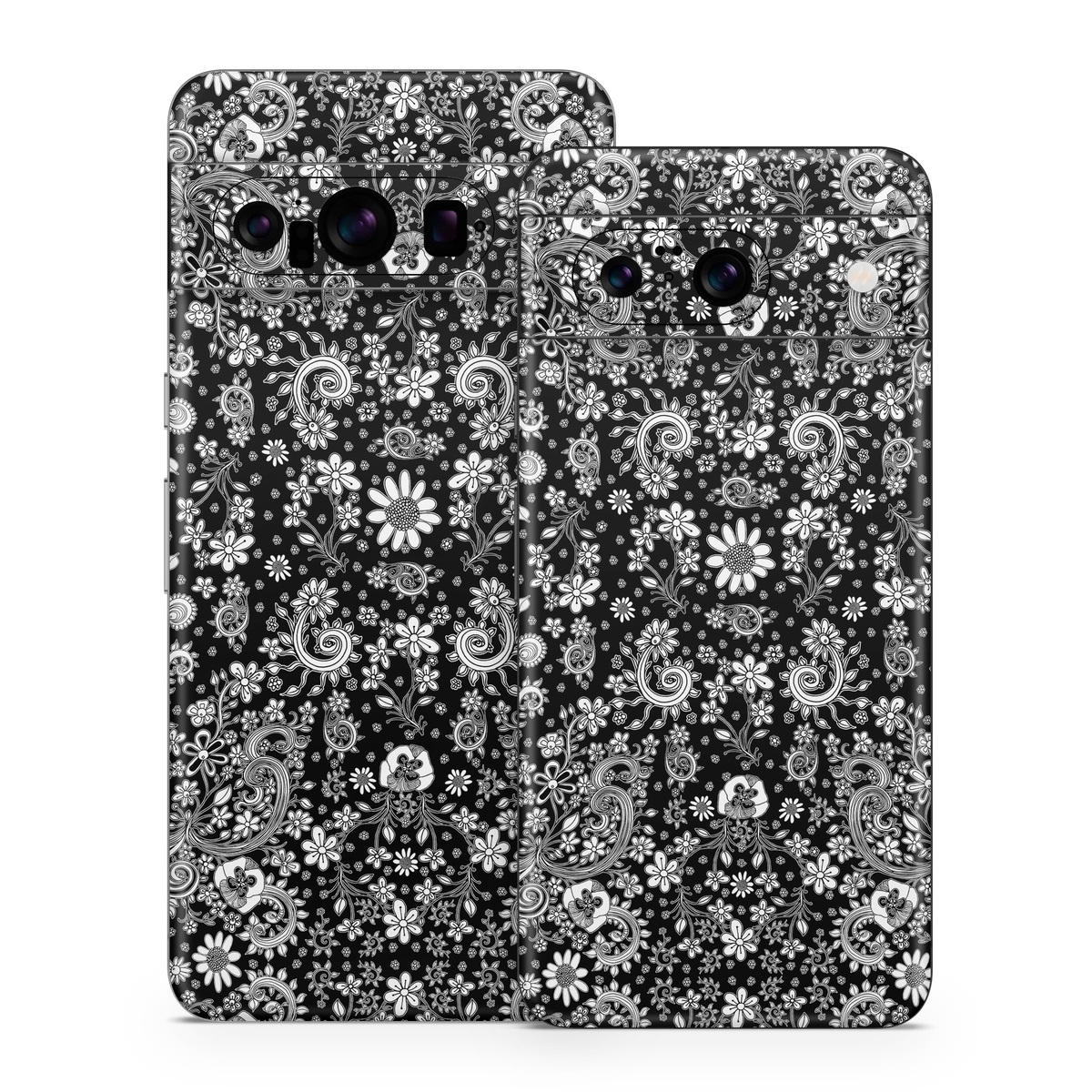 Google Pixel 8 Series Skin design of Pattern, Monochrome, Design, Black-and-white, Visual arts, Textile, Motif, Monochrome photography, Symmetry, with black, white colors